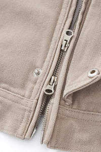Chaqueta vaquera para hombre, de lona de algodón puro, color liso, estilo piloto americano, solapa retro, informal, con logo frontal - Product Image 6