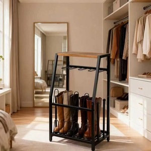 Conçu pour une efficacité optimale, ce porte-chaussures en bois et métal vous permet de garder vos chaussures visibles et faciles d'accès. - Product Image 3