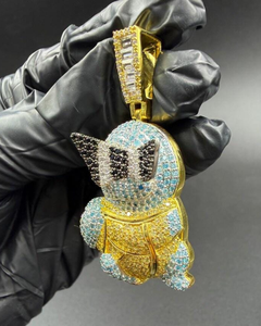 Colgante de Tortuga de Dibujos Animados, Joyería Hip Hop, Colgante Personalizado de Personaje de Dibujos Animados con Moissanita VVS, Colgante Chapado en Oro de Plata 925 con Incrustaciones de Diamantes - Product Image 1