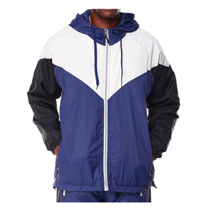 Polyester Casual <b>Wind</b> <b>Breaker</b> Zip Hooded Windbreaker Set Men Windbreaker Tracksuit Set - Product Image 4