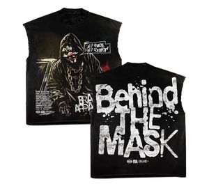 Men's Black Hooded Clown Print <b>T</b>-Shirt Street Style Casual Short Sleeve 100% Cotton Regular Fit <b>T</b> Shirt with Custom Logo - Product Image 2