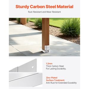 Pali in Acciaio al Carbonio Zincato 6x6 per Carichi Pesanti, 10 Pezzi, Dimensione Interna 5.49x5.57 pollici/139.5x141.5mm, Ancoraggio per Pali in Cemento Zincato - Product Image 3