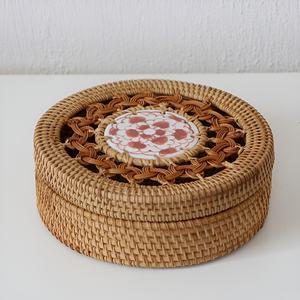 Boîtes de rangement en rotin tressé à la main, paniers à couvercle pour présentation alimentaire, excellent rapport qualité-prix - Product Image 3