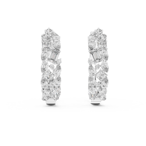 Boucles d'oreilles créoles en moissanite multi-formes en argent sterling 925, bijoux d'oreille imposants pour fêtes et mariages - Product Image 1