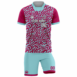 Fabricant d'uniformes de football 100% polyester sur mesure, ensemble de maillots de football, fournisseur de vêtements d'équipe OEM ODM, respirant, séchage rapide, été - Product Image 2