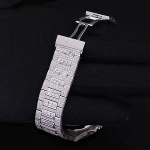 Montre de sport pour homme, design personnalisé, cadran rond, bicolore, style hip-hop, bracelet en caoutchouc, chronographe, sertie de moissanite VVS, best-seller - Product Image 6