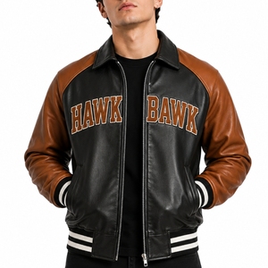Veste universitaire premium pour homme avec imprimé Hawk Bawk, fermeture éclair sur le devant, style décontracté, coupe confortable, coutures de qualité, tricot côtelé pour femme - Product Image 1