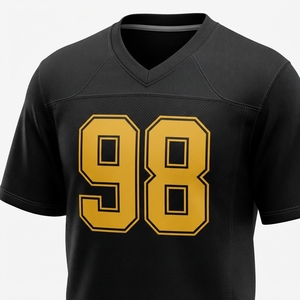 Man Women American Football Jersey Breathable Quick Dry Short <b>Black</b> <b>White</b> <b>Stripe</b> V-Neck Mesh Training Shirt Gridiron Teamwear - Product Image 5