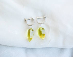 Pendientes de Plata de Ley con Cuarzo Limón, Estilo Lanza, con Piedras Naturales de Lujo, Listos para la Venta - Product Image 2