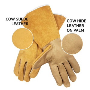 Gants de soudage TIG en cuir pleine fleur et croûte de cuir de qualité supérieure, résistants à la chaleur et aux étincelles, pour la lutte contre les incendies et le barbecue - Product Image 5