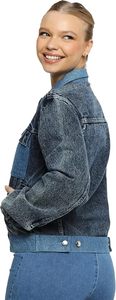 Women's <b>Cropped</b> <b>Denim</b> <b>Jacket</b> Vintage Blue Button Closure Casual Street Style OEM Custom Fashion Outerwear Premium Quality Fit - Product Image 3