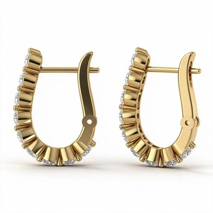 Pendientes de Aro Huggie de Oro Amarillo de 9K con Diamante Redondo de Laboratorio de 0.81CT y Engaste Compartido, Joyería Personalizada OEM al por Mayor - Product Image 5