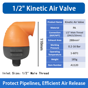 Ingresso da 1/2 pollici 20mm valvola automatica cinetica aria irrigazione giardino collega sistema di irrigazione a goccia acqua tubo flessibile Farm serra - Product Image 5