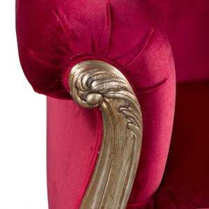 เก้าอี้เลิฟซีทห้องนั่งเล่นสุดหรูสไตล์คลาสสิก ทำจากไม้มะฮอกกานีแท้ หุ้มด้วยกำมะหยี่สีแดง - Product Image 3
