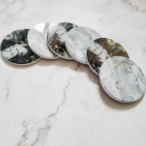 Sous-verres en céramique imitation marbre imperméables, décoration élégante pour la maison, ensemble de sous-verres - Product Image 5