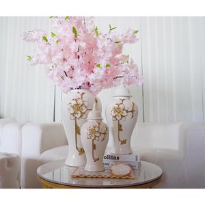 Vaso di porcellana in ceramica con effetto vapore barattolo di zenzero con Design fiore d'oro - Product Image 4