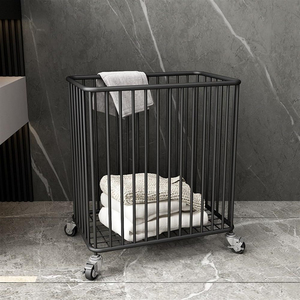 Stylish Metal <b>Laundry</b> <b>Basket</b> Wire Storage Bin For Bathroom Bedroom And Use Hotel Bathroom & Bedroom Storage Organizer - Product Image 2