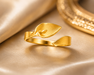 Anillo Apilable Clásico de Plata de Ley 925 Chapado en Oro de 18K con Diseño de Hojas, Banda Abierta, Joyería Fina Hecha a Mano para Mujer, Regalo - Product Image 6