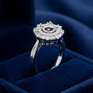 Best Workmanship Classic Unique Design High Quality 18k Solid White Gold Real Diamond Shape Elegant Wedding Engagement Party - Product Image 4