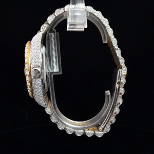 Reloj de Lujo para Hombre con Diamantes de Dos Tonos, Reloj de Pulsera de Cuarzo Completamente Adornado con Esfera Romana - Product Image 2