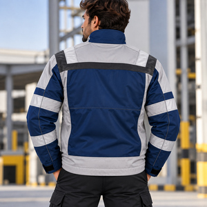 Construction <b>Men</b> Hi Vis Hoodie Reflective <b>Fleece</b> Safety High Visibility Zipper Warm Jacket Construction <b>Work</b> Sweatshirt - Product Image 2