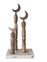 Décoration suspendue personnalisée de haute qualité pour Ramadan et l'Aïd, au design industriel mobile, avec incrustation artisanale de nacre, motif croissant de mosquée brillant et à ressort