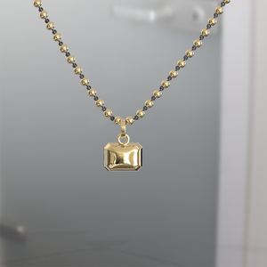 3.0ct Button Back Octagon Cut Collet Set 14K Gold Rhodium Plated Luxury Moissanite Pendant with Blackened Link Ball Chain - Product Image 4