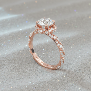 แหวนเพชรเลี้ยงในห้องปฏิบัติการ ชุบทองคำชมพู 14K แบบหนามเตย ประดับเพชรพาเว่ ทรงวินเทจ สำหรับเครื่องประดับสั่งทำที่ได้รับการรับรอง - Product Image 4