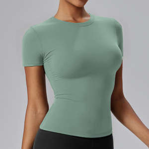 Top Deportivo Sexy Ajustado, Cuello Redondo, Manga Larga, Sujetador Deportivo, Top Corto para Yoga, Transpirable, Antibacterial, de Secado Rápido - Product Image 2