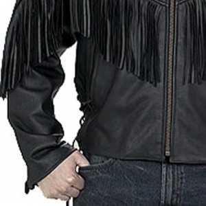 Premium Black Leather Men's Winter Windproof Fringe Jacket Western Cowboy <b>Biker</b> Style Embroidery <b>Patches</b> Customization Available - Product Image 2