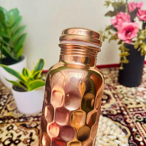 100 Percent Pure Hammered <b>Copper</b> Water <b>Bottle</b> Handmade Metal <b>Drinking</b> <b>Bottle</b> With Secure Lid Reusable Traditional Drinkware - Product Image 6