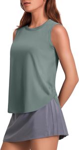 Elegante Camiseta sin Mangas para Mujer, Cuello Redondo, Color Sólido, Tejido Transpirable, Estilo Minimalista, Largo Regular, Beige Claro - Product Image 3