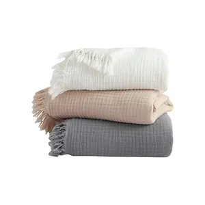 制造各种定制毛毯100% 棉毯 & 用不同颜色最好的棉毯 & 扔