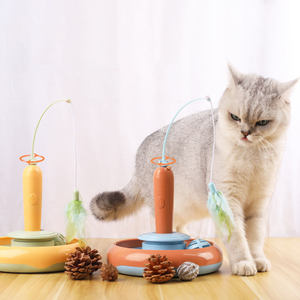 Luxury Eco-Friendly Smart <b>Cat</b> Turntable <b>Interactive</b> Fun Electric Feather Wand <b>Toy</b> with Teaser Stick - Product Image 5