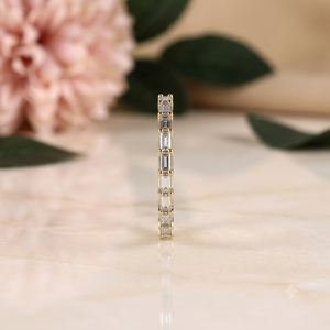 925 Sterling <b>Silver</b> <b>Emerald</b> Cut Moissanite Eternity Band <b>Ring</b> 18K Gold Plated Wedding Anniversary Stackable <b>Ring</b> Women - Product Image 3
