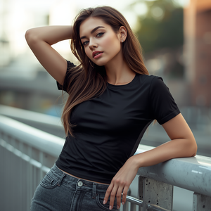 เสื้อยืดคอกลมผู้หญิง ผ้าฝ้าย แขนสั้น คอกลม แบบพื้นฐาน พร้อมบริการ OEM ODM ปรับแต่งได้ - Product Image 4