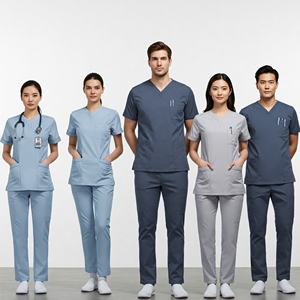 Ensemble de blouses médicales haut de gamme pour hommes et femmes, haut à col en V et pantalon cargo, coupe moderne, haut de blouse avec poches, pantalon à taille élastique - Product Image 4