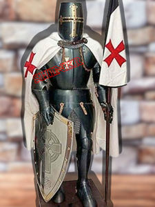 Traje de armadura templaria antigua negra Medieval, traje de guerrero de batalla de armadura, traje de armadura de recreación de Caballero de acero, disfraz de Halloween - Product Image 6