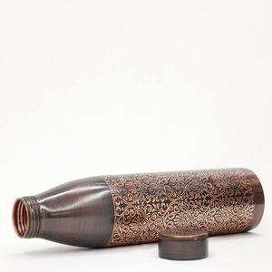 Botella de Agua de Cobre Antigua de Lujo con Grabado Floral, Botella Metálica Hecha a Mano para Hogar, Oficina, Viajes y Regalos - Product Image 3