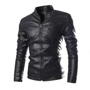 Abrigo de hombre ajustado de manga larga con cuello vuelto y diseño de solapa, chaqueta de motociclista con logotipo personalizado, OEM disponible - Product Image 6