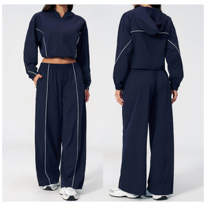 Conjunto Deportivo para Mujer, Chaqueta Cortavientos Ligera y Transpirable, Comodidad Durante Todo el Día, Sudadera Corta y Pantalones Anchos - Product Image 5