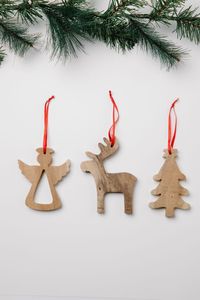 Elegant Wood Christmas <b>Hanging</b> <b>Ornaments</b> For Christmas Tree Holiday Home Party Seasonal Decor Collection - Product Image 3