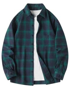 Men Dark Green Plaid Casual <b>Shirt</b> Cotton Polyester Long Sleeve Button Down Check <b>Shirt</b> For Wholesale OEM Export Supply Market - Product Image 1