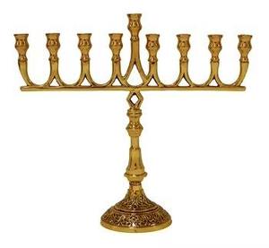 Luxury Vintage Brass Seven Branch Menorah | Handmade Temple Candelabrum | Decorative Religious Wedding Candle Holder Bold - Product Image 1