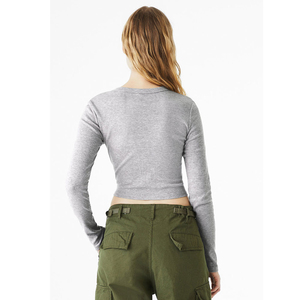 Sudadera corta de algodón para mujer, manga larga, informal, suave, de felpa, para uso casual. - Product Image 2