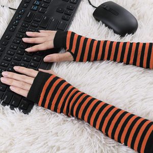 Striped Arm Sleeves Orange Black Knitted Unisex Adult Sweat-Wicking Cycling Arm Sleeve <b>for</b> Cycling, <b>Driving</b> & Summer Wear - Product Image 5
