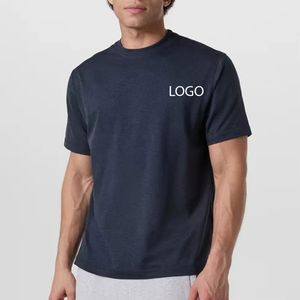 Camiseta Esencial Azul Marino para Hombre con Logotipo Personalizado en la Parte Delantera, Estilo Limpio, Minimalista, Lujoso, Casual, de Media Manga, para Uso Diario - Product Image 1