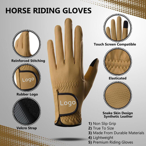 Gants d'équitation unisexes en PU bleus à doigts complets, à fermeture facile, compatibles écran tactile, pour l'extérieur, été, livraison rapide - Product Image 6