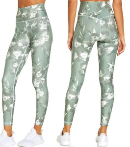 High Waist <b>Thick</b> Compression Workout Breathable Seamless Knitted Sublimation Printing Yoga <b>Leggings</b> Women with Pockets - Product Image 5