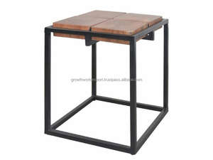 Mesa de Centro con Estructura Metálica Industrial y Tapa de Madera de Mango |   Diseño Cuadrado Moderno |   Muebles de Sala de Estar 2026, Lo Más Nuevo - Product Image 2